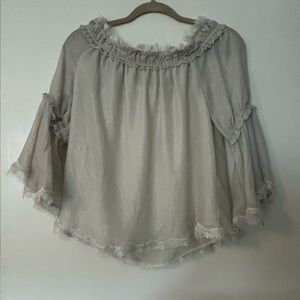 Selling a willow and clay blouse off the shoulder